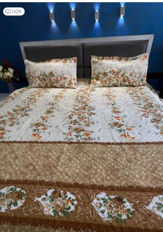 CADBURY KING SIZE FLORAL OFF WHITE BEDCOVER