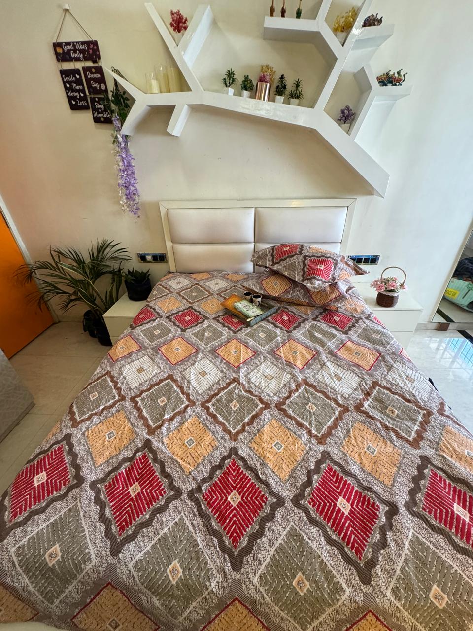 BERLIN PEACH DIAMOND SHAPE QUEEN SIZE MICROFIBER BEDSHEET