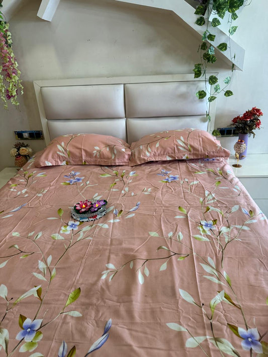 DIGITALART PINK FLORAL KING SIZE BEDSHEET