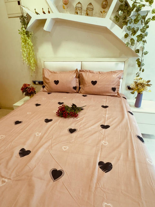 DIGITALART PINK HEART KING SIZE MICROFIBER BEDSHEET