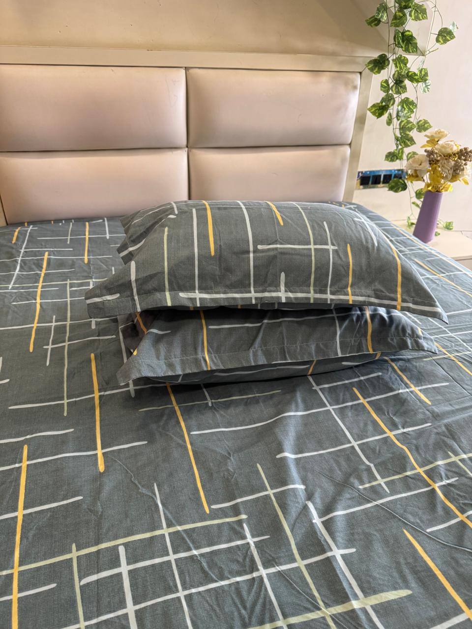 BELLEZA TEAL BLUE  PLUS LINE DOUBLE SIZE  MICROFIBER BEDSHEET
