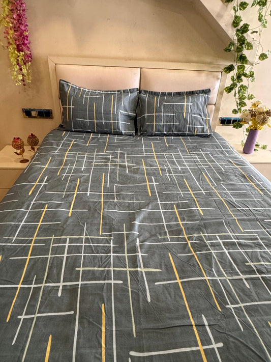 BELLEZA TEAL BLUE  PLUS LINE DOUBLE SIZE  MICROFIBER BEDSHEET