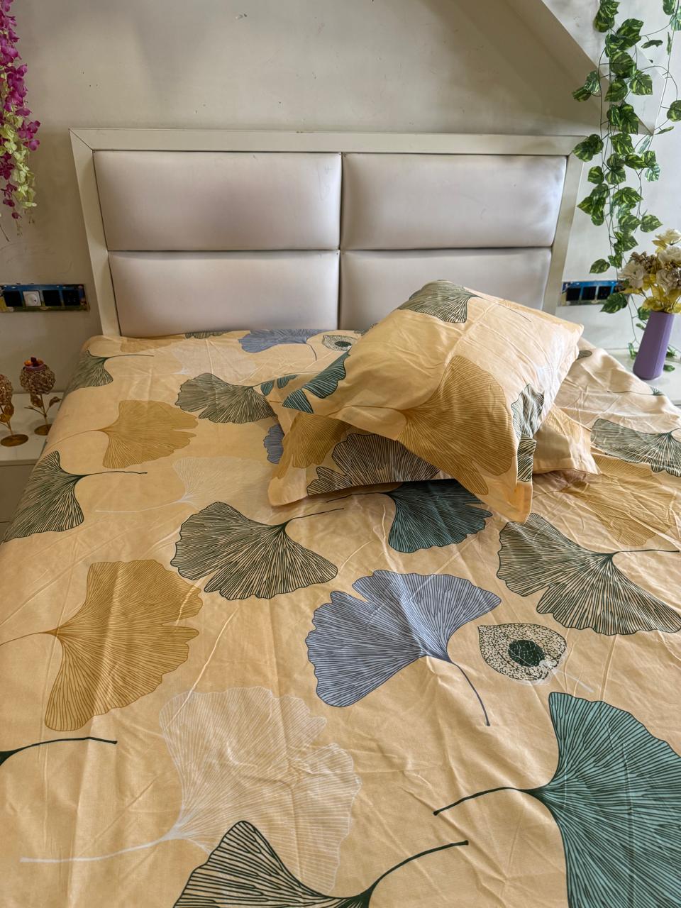 BELLEZA FLORAL PEACH  DOUBLE SIZE MICROFIBER BEDSHEET