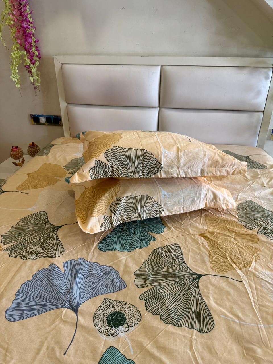 BELLEZA FLORAL PEACH  DOUBLE SIZE MICROFIBER BEDSHEET