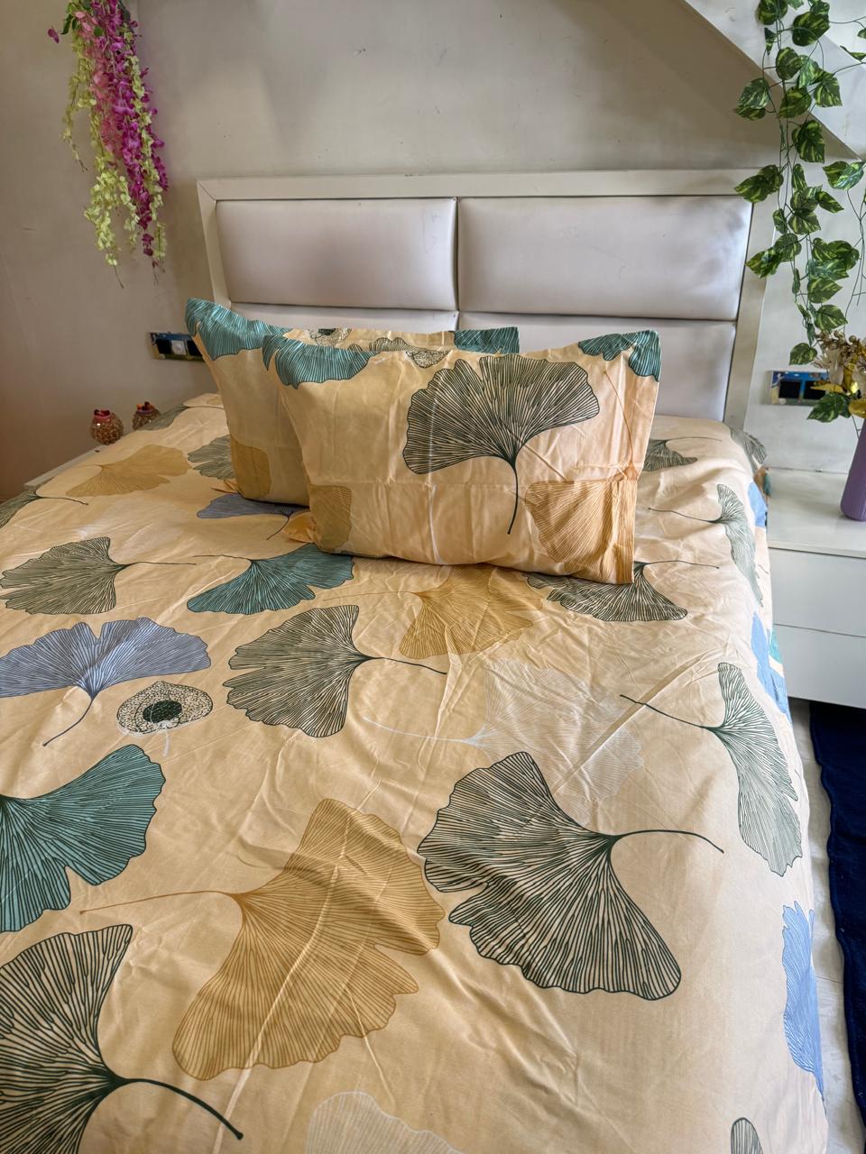 BELLEZA FLORAL PEACH  DOUBLE SIZE MICROFIBER BEDSHEET