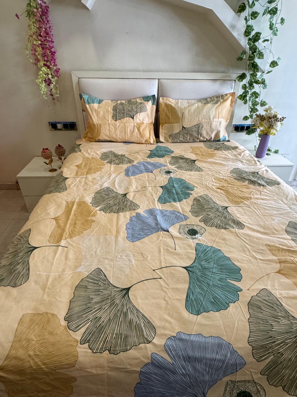 BELLEZA FLORAL PEACH  DOUBLE SIZE MICROFIBER BEDSHEET