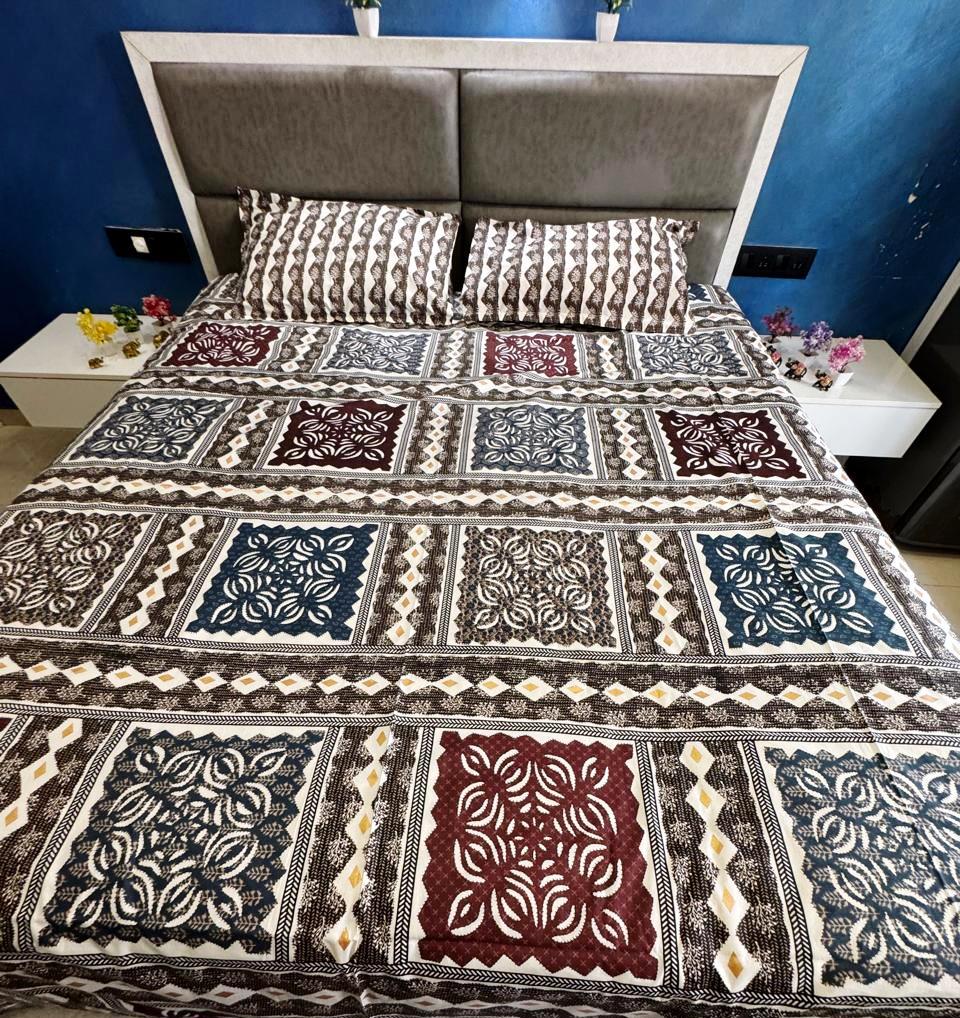 BAGRU GOLD FESTIVE OCCASION DESIGN 3 KING SIZE BEDSHEET