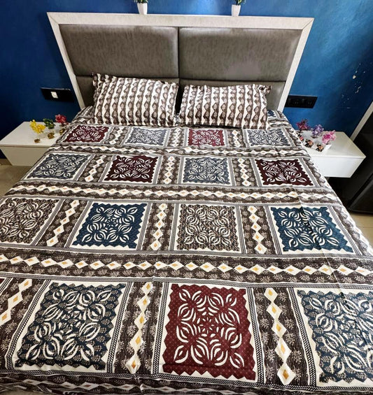 BAGRU GOLD FESTIVE OCCASION DESIGN 3 KING SIZE BEDSHEET