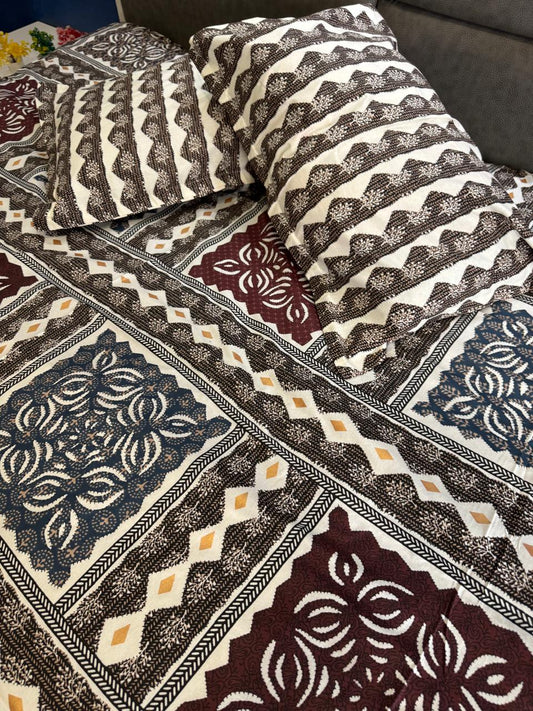 BAGRU GOLD FESTIVE OCCASION DESIGN 3 KING SIZE BEDSHEET