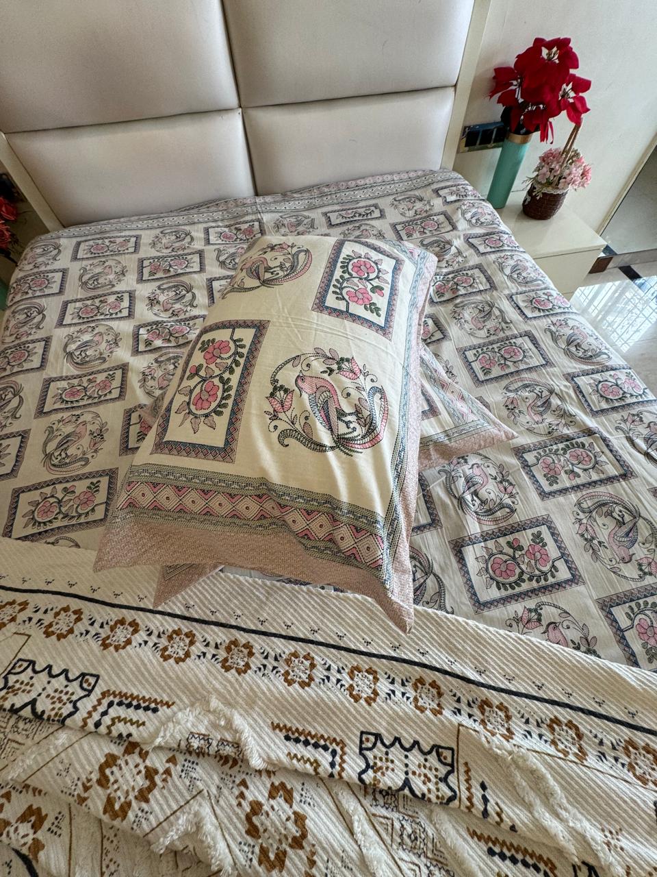 Pure Cotton Rajwada Garden King Size Bedsheet