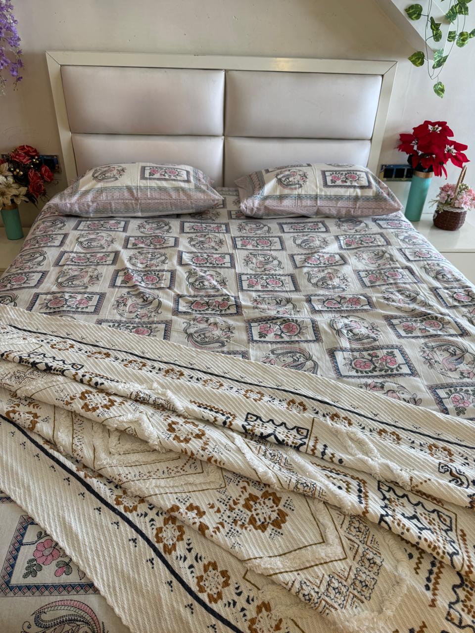 Pure Cotton Rajwada Garden King Size Bedsheet
