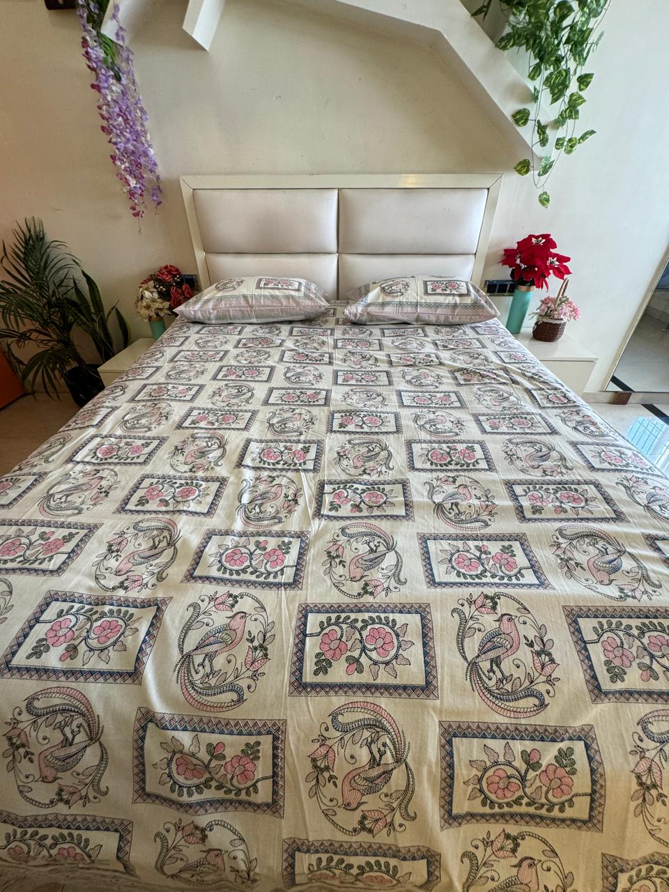 Pure Cotton Rajwada Garden King Size Bedsheet