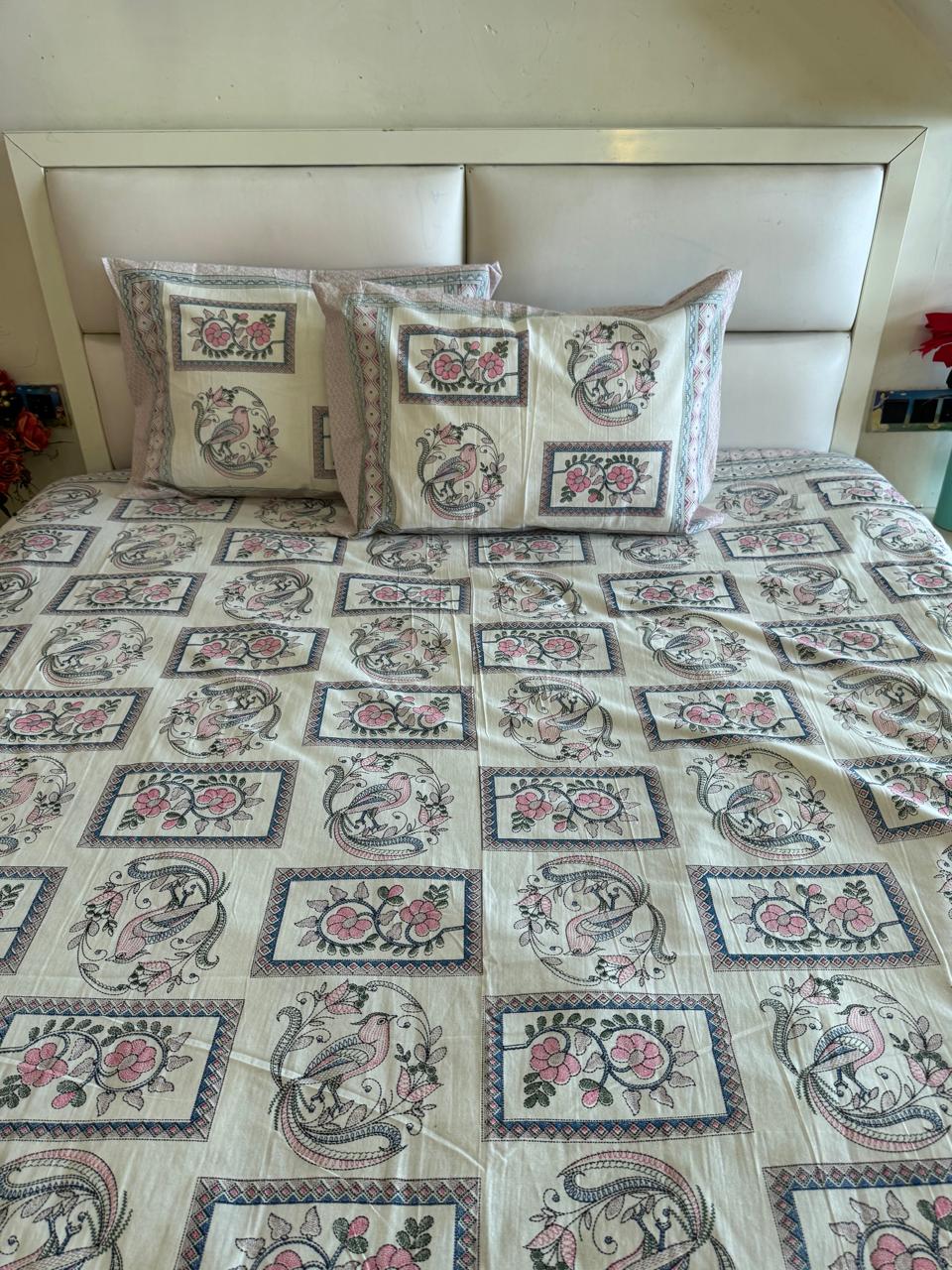 Pure Cotton Rajwada Garden King Size Bedsheet