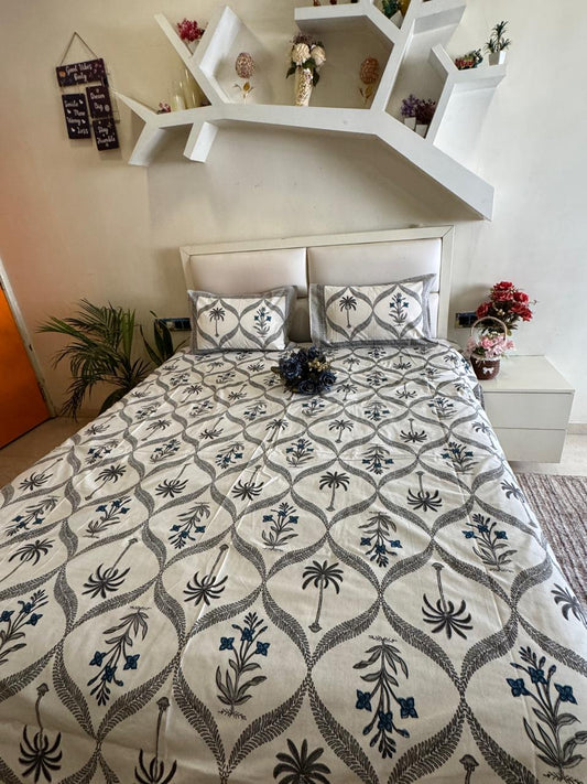 Pure Cotton Royal Palm Off White Bedsheet