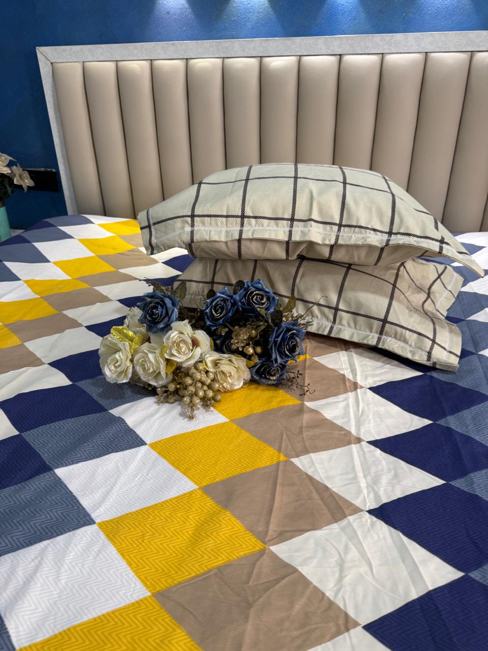 FITTED SUPER KING SIZE GLACE COTTON GEOMETRIC BEDSHEET