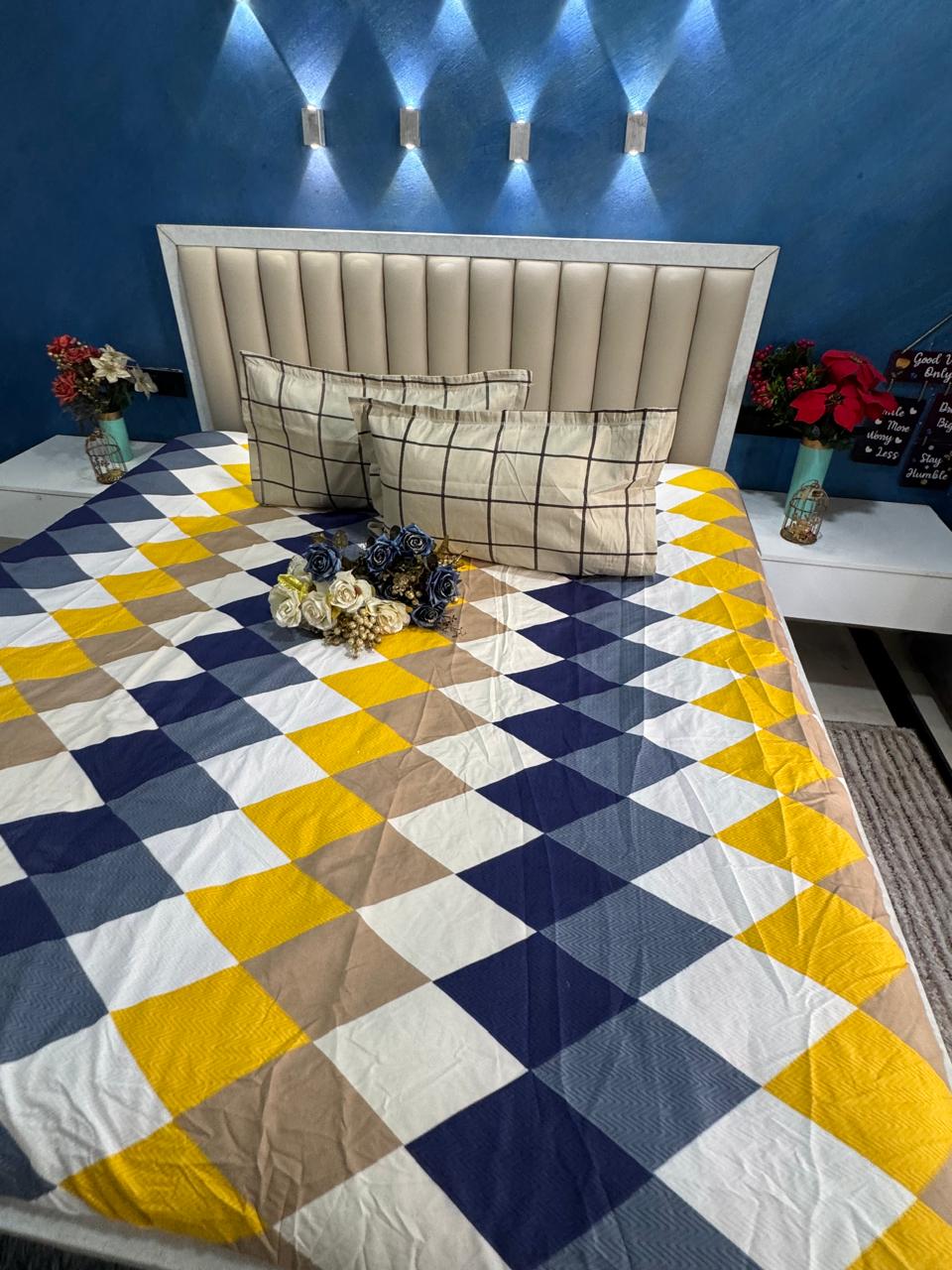 FITTED SUPER KING SIZE GLACE COTTON GEOMETRIC BEDSHEET