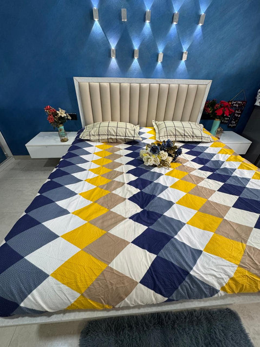 FITTED SUPER KING SIZE GLACE COTTON GEOMETRIC BEDSHEET