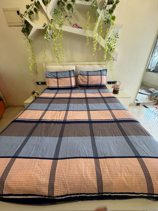 BELLEZA MULTICOLOUR CHECKERED DOUBLE SIZE MICROFIBER BEDSHEET