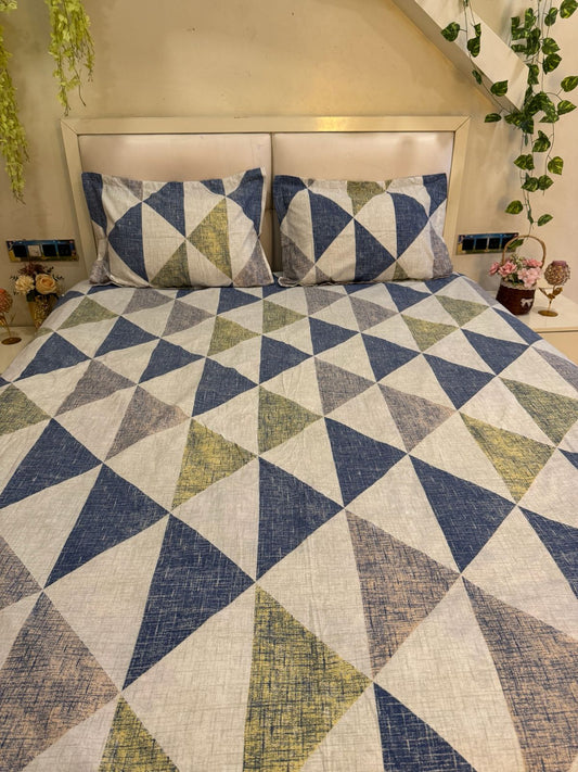 BELLEZA LIGHT GREY  GEOMETRICAL  DOUBLE SIZE MICROFIBER BEDSHEET